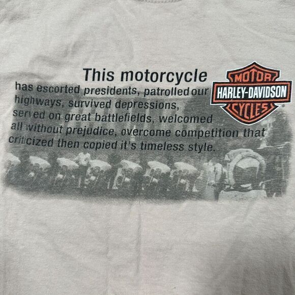 Harley Davidson Shirt Mens Small Beige Graphic Double Sided Fraziers‎ Buford GA - Picture 2 of 9